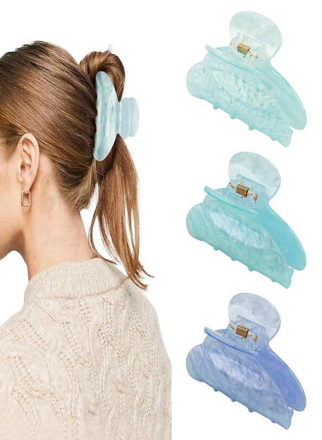 Canitor Blue Hair Claw Clips for Women Acrylic Marbled Hair Clips for Thick Thin Hair Emi Cute Hair Accessories for Girls Teen Gifts Stocking Stuffers - Image 1